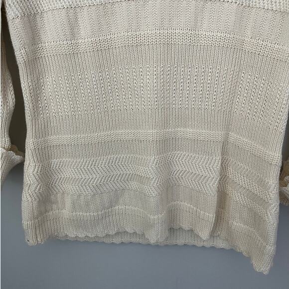 VTG Knit Sweater Pullover Cottagecore Coastal Nancy Meyers Scallop Petite Medium - Picture 3 of 9